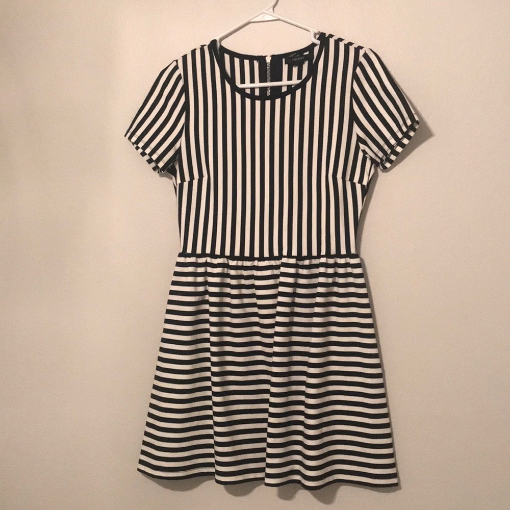Black and white striped dress